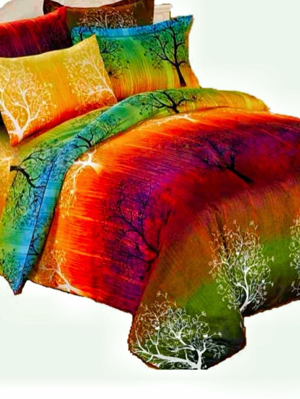 Queen Rainbow Bohemian Style Duvet Cover with 4 Matching Drape Panels - Picture 3 of 4